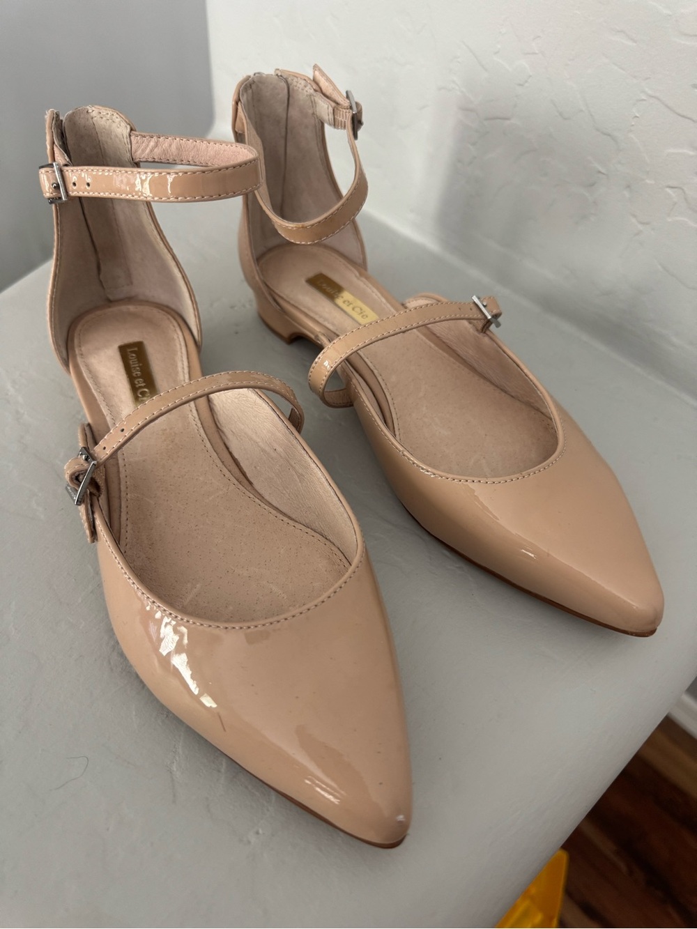 Louise et Cie Blush Patent Pointed-Toe Double-Strap Flats
